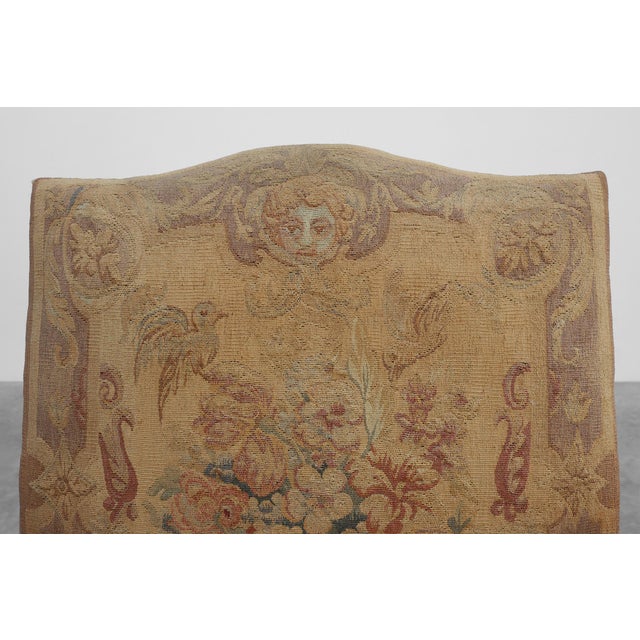 Carved Walnut Armchair with Scrolling and Tapestry Upholstery, France, 1800 For Sale - Image 13 of 16