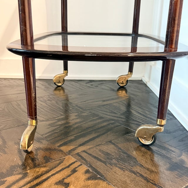 Cesare Lacca Midcentury Mahogany Italian Serving Bar Cart For Sale - Image 11 of 12