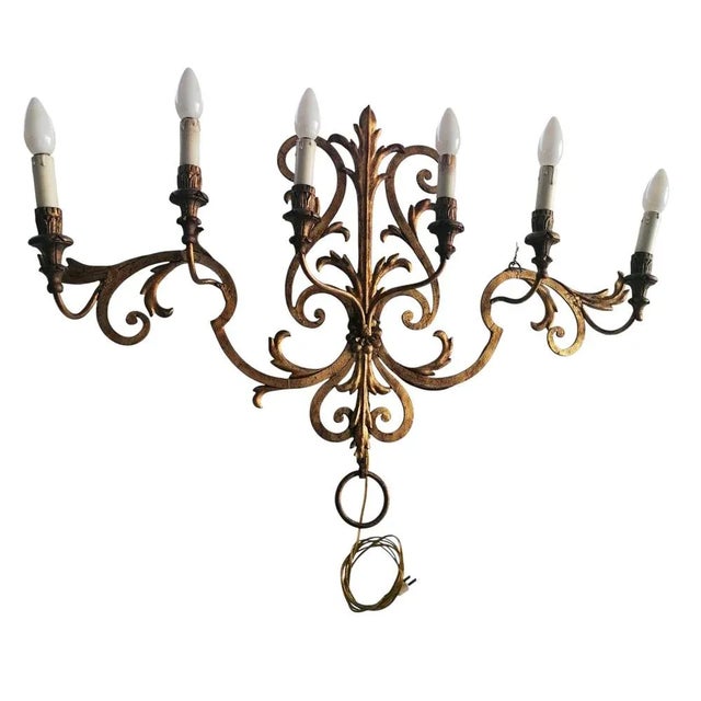 Large Antique Wall Light in Wrought Iron, 1890s For Sale - Image 7 of 7