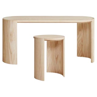 Airisto Side Table & Bench in Natural Ash by Made by Choice, Set of 2 For Sale