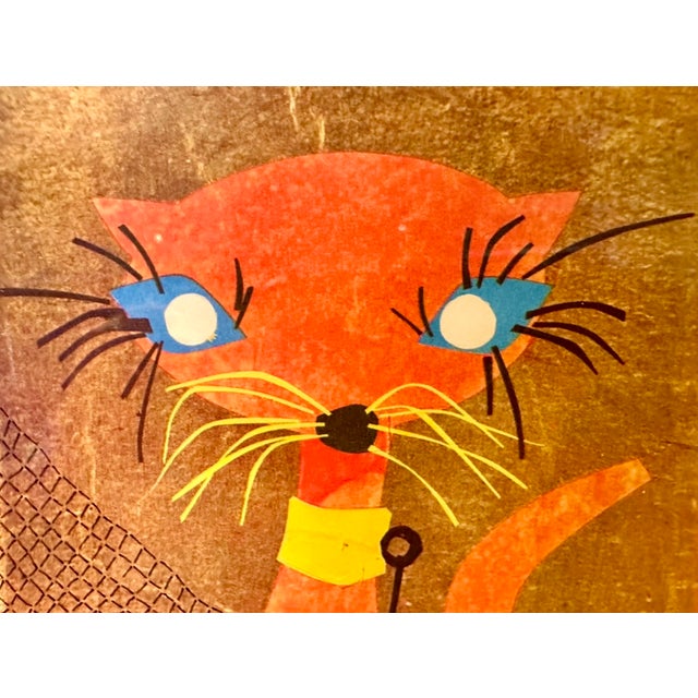 Pink Barry Roseman's Intriguing Mixed Media 1991 "Basic Dog and Cat in Conversation With a Collage by Dixie Hall" For Sale - Image 8 of 9