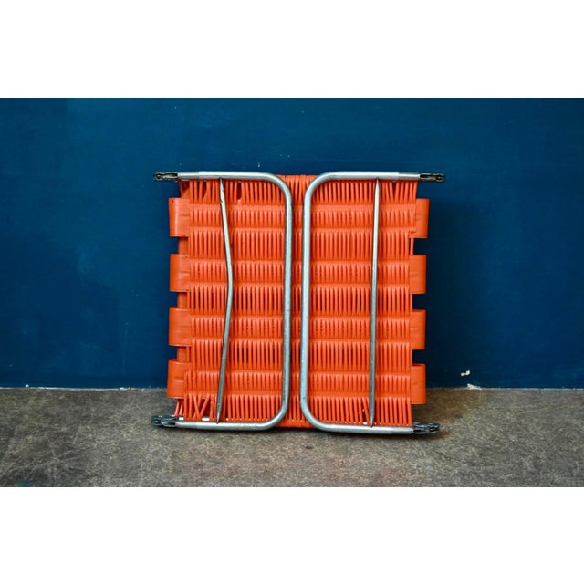 Folding Deck Chair in Aluminum and Orange PVC by Kurz, 1960s For Sale - Image 9 of 18