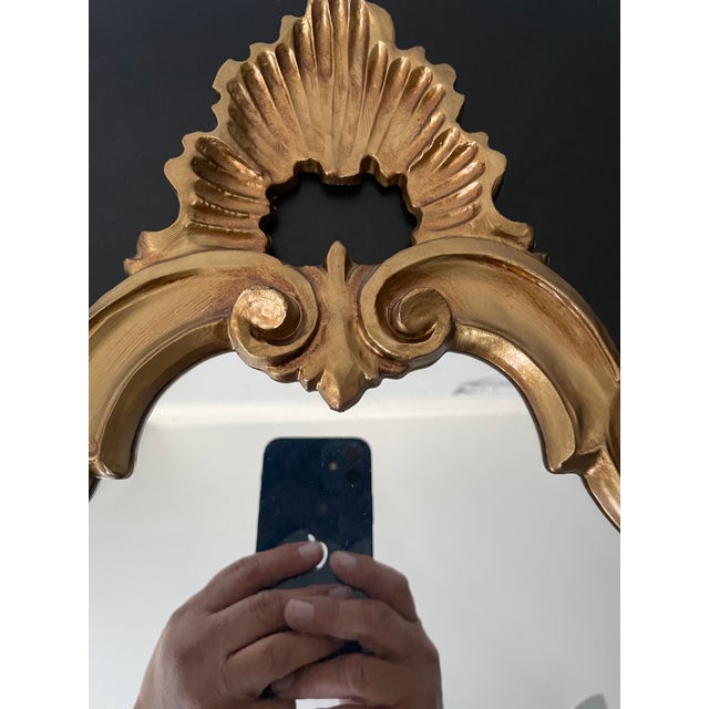 Italian Rococo Baroque Gold Guild Depose Made in Italy 26” Mirror For Sale - Image 9 of 12