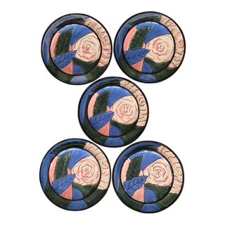 Made in Italy Vintage Memphis Style Dinner & Salad Plate Sets - 10 Pieces For Sale