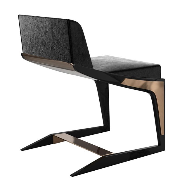 "Silenzioso" Chair With Stainless Steel and Bronze Details For Sale - Image 4 of 9