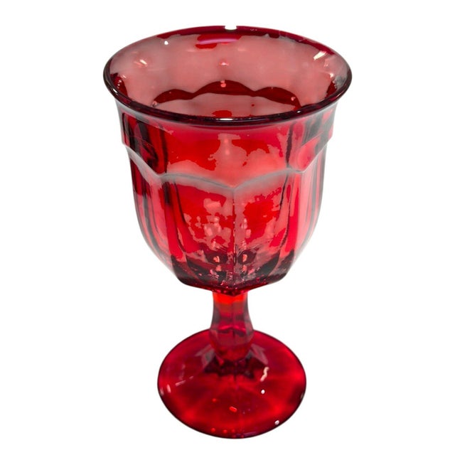 Ruby Red Vintage Viking Arlington Ruby Red Water Goblets - Set of 4 For Sale - Image 8 of 8