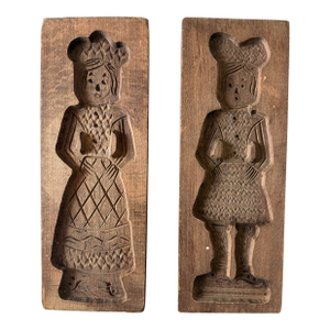 Pair of Vintage Speculaas Wooden Cookie Molds