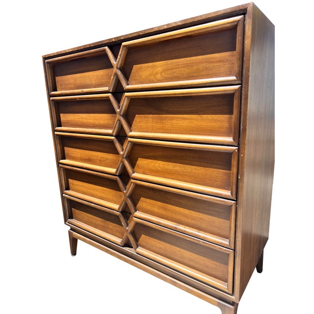 Brown Mid Century Modern Vintage Tall Dresser Highboy For Sale - Image 8 of 8
