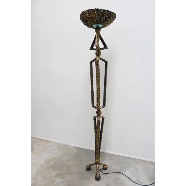 Dutch Brutalist Hand-Crafted Floor Lamp in Brass and Metal, 1980 For Sale - Image 12 of 12