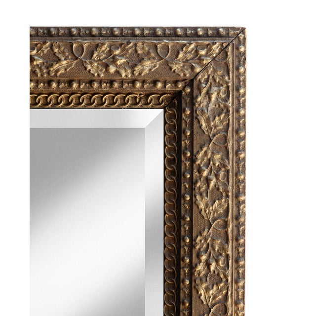 Wood Victorian Gessoed Wood Mirror in Melon/Coral For Sale - Image 7 of 7