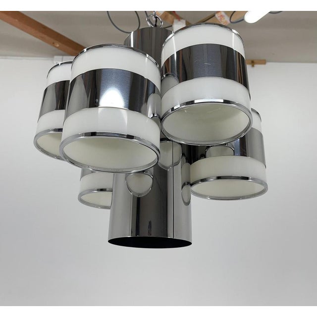 Mid-Century Italian Chrome Chandelier, 1960's For Sale - Image 12 of 15