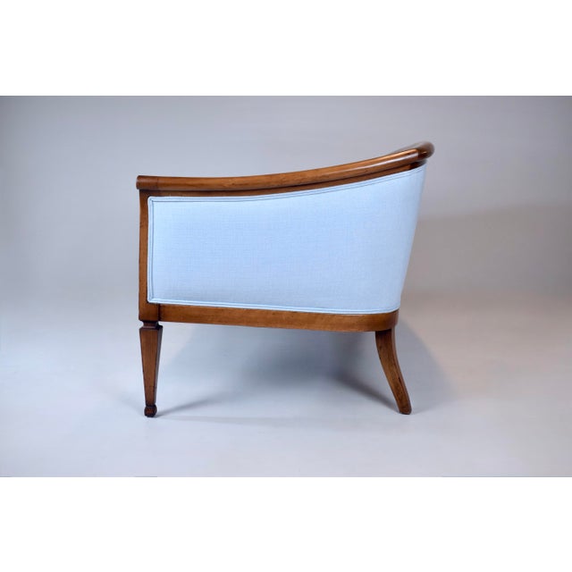 French Directoire Style Sofa, Hand Carved Cherry, Light Blue For Sale - Image 12 of 18