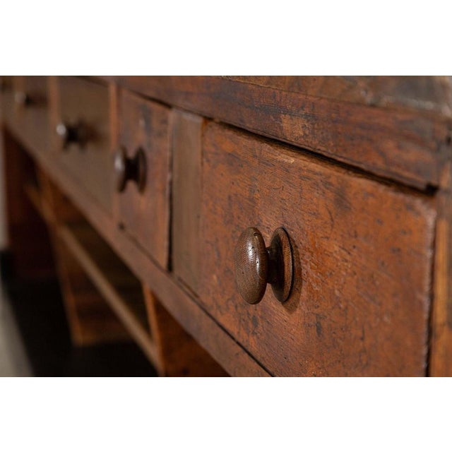 English Ebonised Pine Haberdashery Shop Counter with Walnut Top, 1880s For Sale - Image 11 of 18