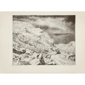 1939 After Harry Wickey "Hudson Highlands Under Snow", First Edition Period Offset Lithograph