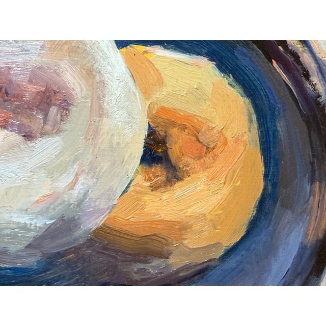 1990s Original Expressionism Stefanie Lalor 2 Donuts Still Life Oil Painting on Board For Sale - Image 9 of 12