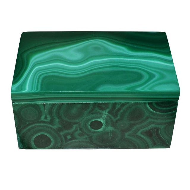 1970s Hollywood Regency Egyptian Green Malachite Trinket Box With Lid For Sale - Image 5 of 5