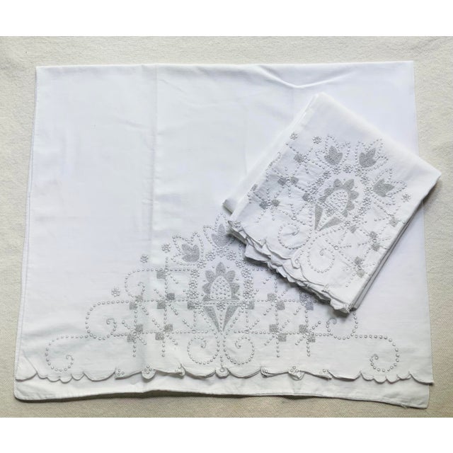 10 Antique Cotton Pillowcases — Crochet, Whitework & Monogram — Nantucket Estate, C. 1930s For Sale - Image 4 of 18