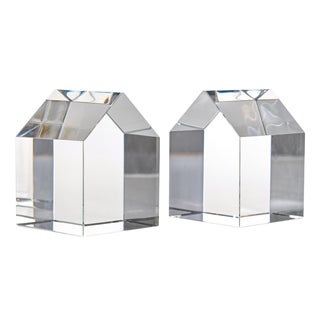 Carmac House Crystal Glass Décor Bookends, Set of 2 For Sale