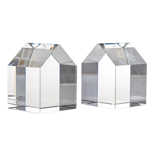 Carmac House Crystal Glass Décor Bookends, Set of 2 For Sale