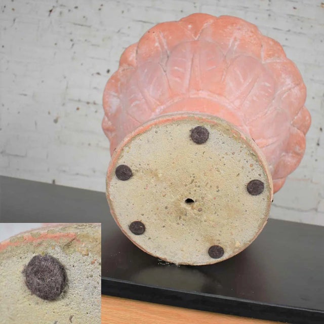 Antique Salmon Red Concrete Garden Urn Planter For Sale - Image 9 of 13