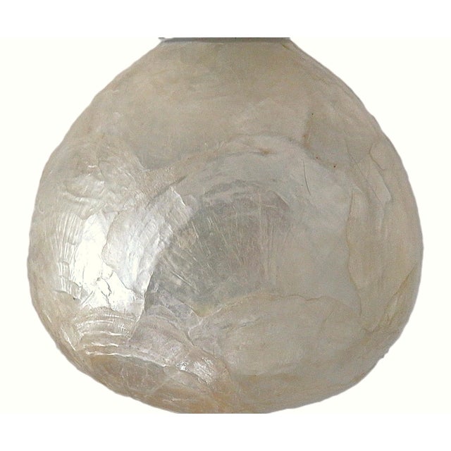 Mid-Century Modern Late 20th Century Pair of Coastal Stacked Capiz Shell Table Lamps For Sale - Image 3 of 5