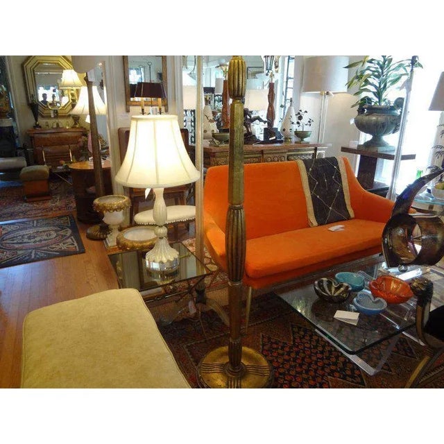 Art Deco Period French Art Deco Gilt Wood Floor Lamp-Jules Leleu Inspired For Sale - Image 3 of 10