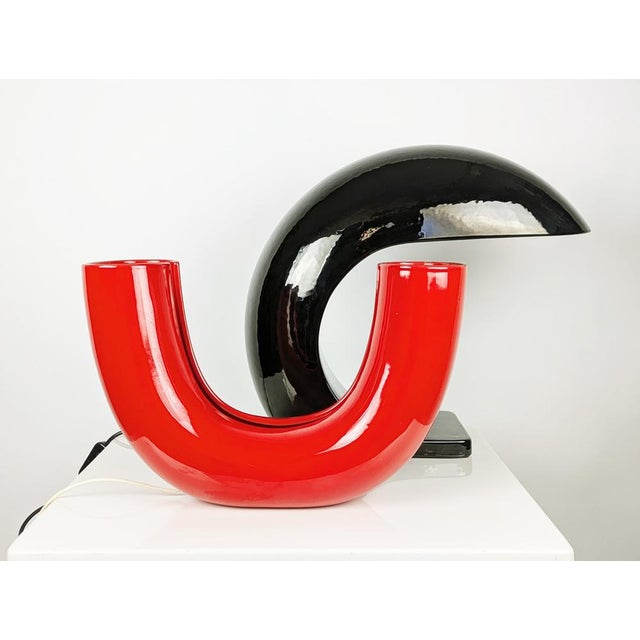 Large Black Glazed Ceramic Table Lamp by Ivo Sedazzari for Prisma, 1970s For Sale - Image 6 of 17