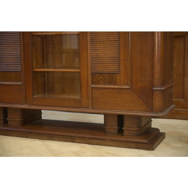 Brown Brutalist Oak Display Cabinet by Charles Dudouyt, 1940s For Sale - Image 8 of 15