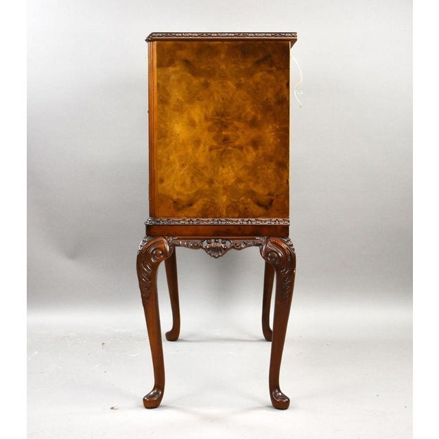 Antique Burr Walnut Cocktail Cabinet, 1920 For Sale - Image 6 of 9