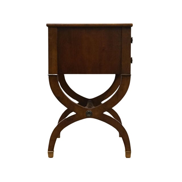 Ethan Allen Newport Collection Burled Walnut 32" Two Drawer Chest W. X-Frame Base 30-5206 - 430 Henley Finish For Sale - Image 12 of 12