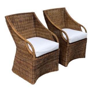 Williams Sonoma Farallon Dining Arm Chairs, a Pair For Sale