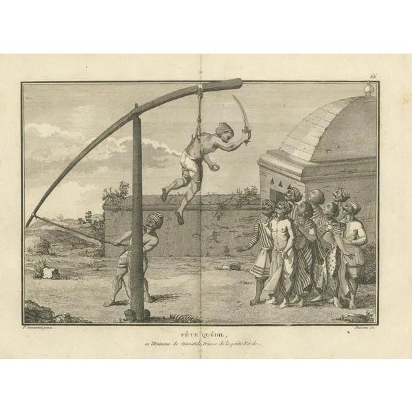 Sonnerat, Hindu Hook-Swinging Ceremony in Honor of Mariamman, 1806, Engraving For Sale