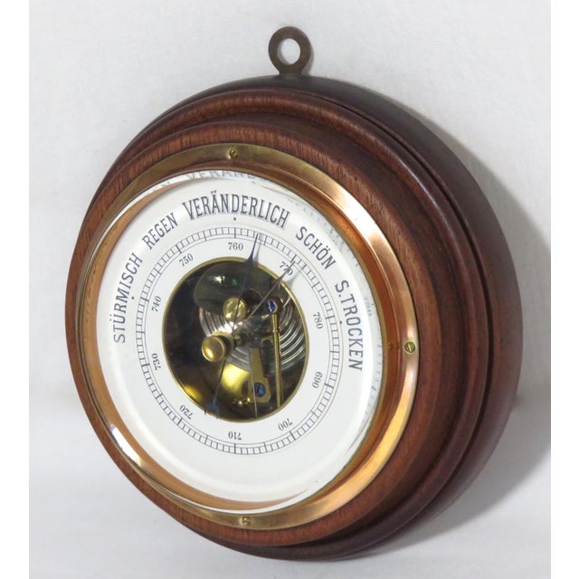 Vintage Mahogany Copper Wall Mount Aneroid Barometer Chairish