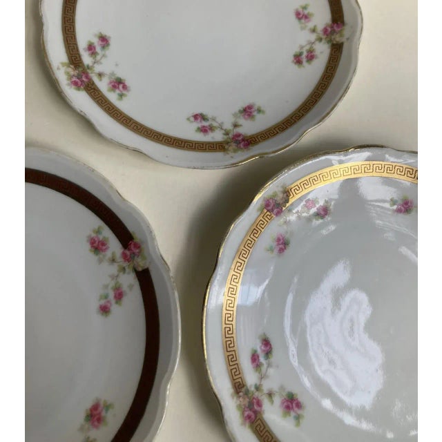Circa 1900 Set of 4 M. Z. Austria Hand Painted Rose & Gold Key Small Plates For Sale - Image 9 of 13