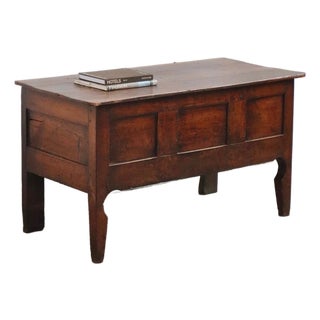 Late 19th Century French Pine Coffer With Hand-Forged Iron Hinges For Sale