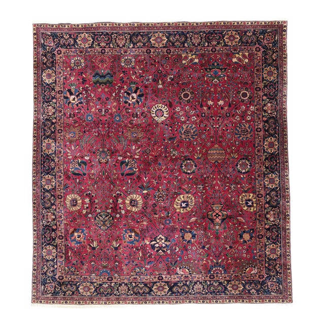 Vintage Indian Agra Rug, 13'01 X 14'07 For Sale