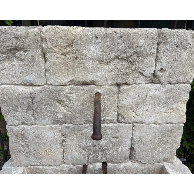 Metal Le Chaux Hand Carved and Distressed Limestone Block Fountain From the South of France For Sale - Image 7 of 12