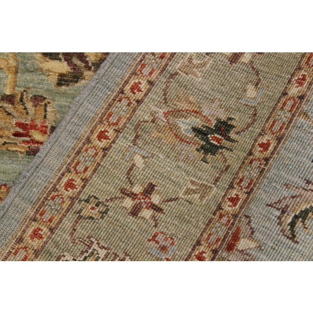Gray Shabby Chic Ziegler 1990's Blue/Green Wool Runner Rug- 4'0'' X 11'7'' For Sale - Image 8 of 10