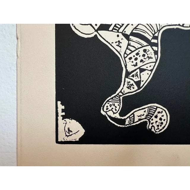 Abstract Vintage Mid-Century Abstract Woodblock Print (After Wassily Kandinsky) – C. 1970s For Sale - Image 3 of 7