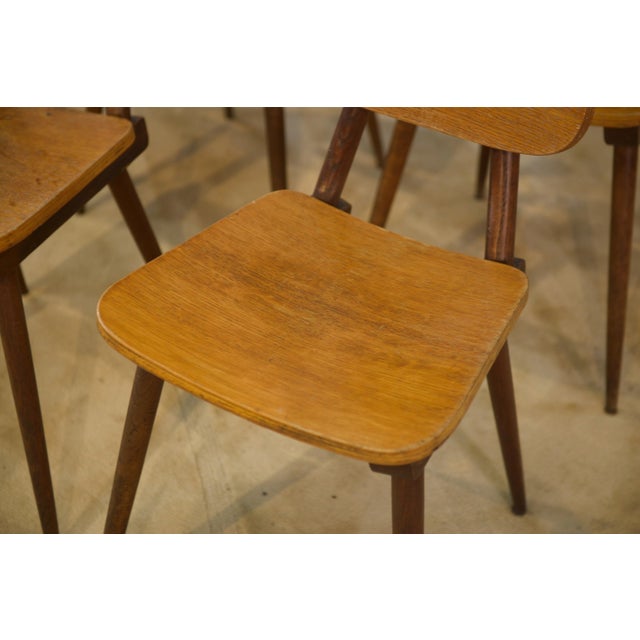 1960s Vintage Brown Oak Chairs, 1960s, Set of 8 For Sale - Image 5 of 11