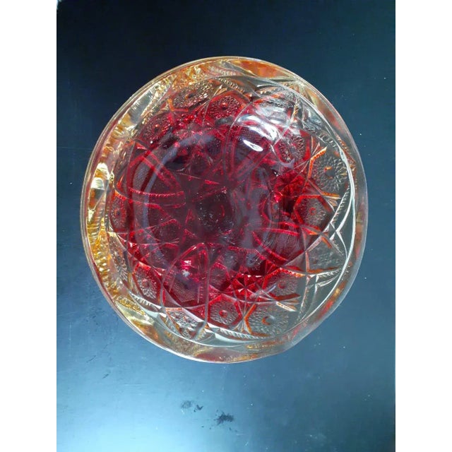 Vintage Jeannette Amberina Glass Decorative Pedestal Bowl For Sale - Image 4 of 6