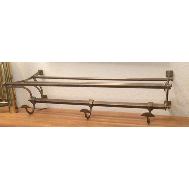 Restoration Hardware Brass Wall Mount Suitcase and Coat Rack For Sale - Image 11 of 12