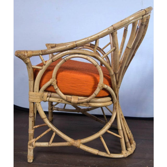 Mid-Century Circle Sided Rattan Armchairs - a Pair For Sale - Image 14 of 18