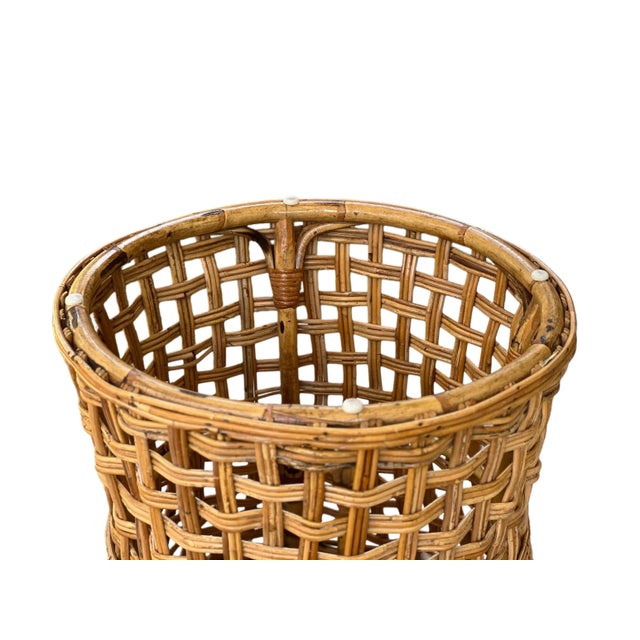 Wood Modern Organic Bamboo/Rattan Lattice Table Base For Sale - Image 7 of 16