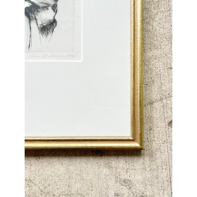 1970s 1976 Priscilla Treacy "Woman With a Black Hat" Rembrandt-Style Framed Litho Print For Sale - Image 5 of 7