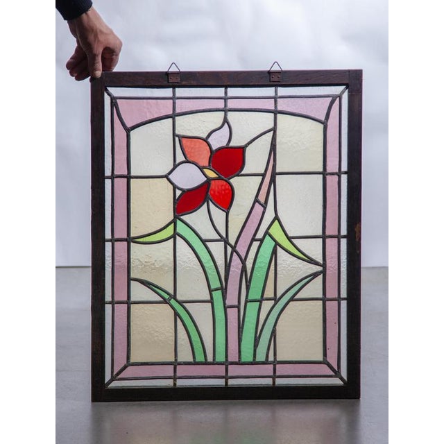 Art Nouveau Stained Glass Panel, 1910 For Sale - Image 4 of 10