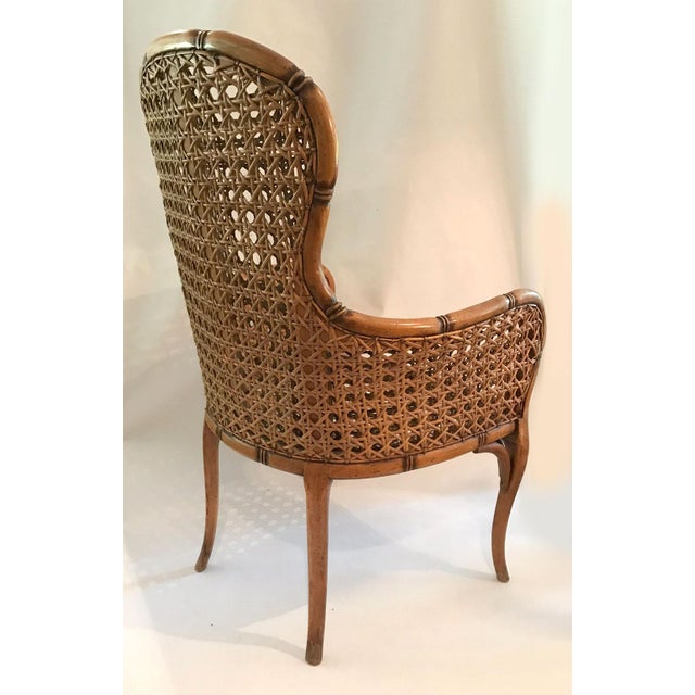 Vintage Carved Wood and Cane Arm Chair Chairish