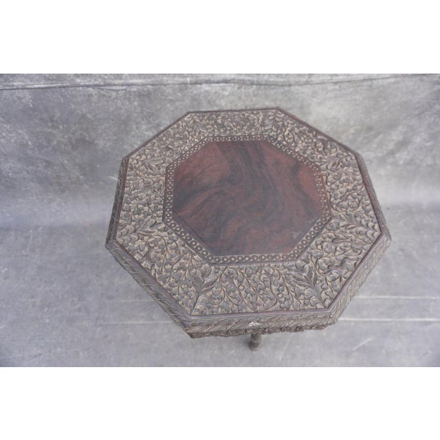 Mid 20th Century Southeast Asian Colonial Indochine Octagonal Hand-Carved Side Table For Sale - Image 11 of 11