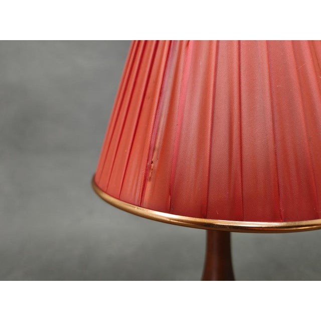 1960s Mid-Century Danish Teak Table Lamp with Red Shade, 1960s For Sale - Image 5 of 10