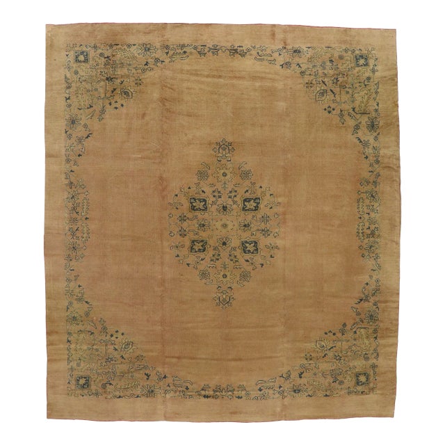 Antique Turkish Oushak Rug - 12'04 X 13'10 For Sale